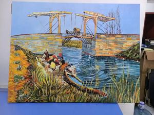 Moderna <span class=keywords><strong>notte</strong></span> <span class=keywords><strong>stellata</strong></span> incorniciata sopra il Rhone famosi dipinti ad olio riproduzione da Van Gogh figura & ritratto - Product Image 5