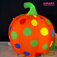 Citrouille gonflable de 3 m avec des pois colorés, décoration orange pour Halloween, fête d'automne, événement en plein air