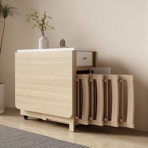 Ensemble de <span class=keywords><strong>table</strong></span> à manger pliante moderne en bois massif, 4 places, extensible, rétractable, mobile avec roulettes pour petit appartement, maison, cuisine - Product Image 1