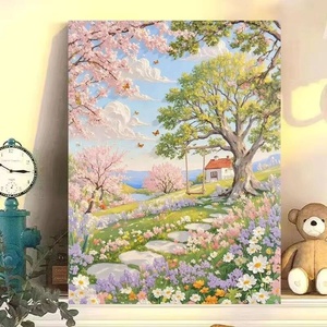 Kit de Peinture par Numéros Paysage Côtier Sans Cadre 16x20 Pouces pour Adultes, Décoration Artistique, Chemin en Bord de Mer, Fleurs, Cadeau pour les Amateurs de Plage - Product Image 3