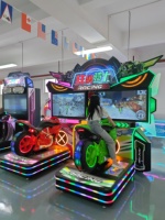 Simulateur de course moto à monnayeur pour 2 joueurs, machine de jeu d'arcade à double écran 55 pouces pour salle d'amusement