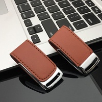 Nuevo regalo de cuero genuino USB 2,0 controlador flash memoria de disco U 8G de cuero de la PU de memoria de 16GB de cuero de la PU de disco u
