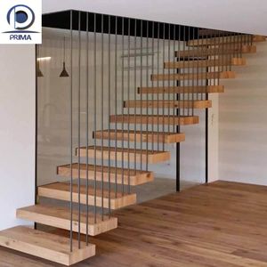 Escalera Flotante Moderna de Lujo para Interiores, con Peldaños de Madera Sólida, Diseño en Cantilever, para Viviendas Dúplex y Villas - Product Image 5