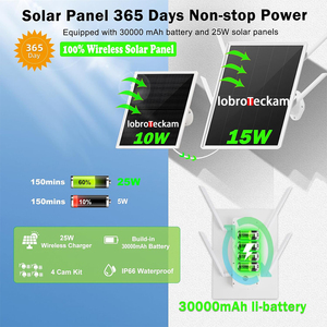 Kit de sécurité solaire sans fil 4G 2K avec hub intelligent <span class=keywords><strong>4</strong></span> canaux et <span class=keywords><strong>4</strong></span> caméras solaires, compatible carte SIM pour fermes et sites isolés - Product Image 2