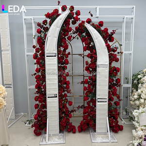 LEDA Indoor Classical Style Event Party Decor Silk <b>Artificial</b> <b>Flower</b> Backdrop Red Horn-shaped <b>for</b> <b>Wedding</b> - Product Image 4