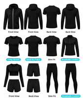 Ensemble Athleisure Printemps Homme Adulte : T-shirt de Compression à Manches Longues, Short de Sport et Veste de Course Extensible Quadridirectionnel