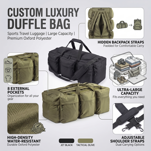 Sac de sport de luxe en polyester Oxford de grande capacité personnalisé avec bretelles réglables pour les bagages de sport de voyage - Product Image 1
