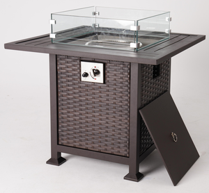 Popular 32 Inch Gas <b>Fire</b> <b>Pit</b> <b>Table</b> with 40000 BTU Auto Propane Outdoor Rattan Patio Heater Rain Cover and Windshield-Optional - Product Image 1