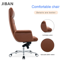 Chaise de direction ergonomique moderne en cuir à dossier haut avec fonction pivotante et hauteur réglable