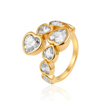 Nouvelle bague tendance en pierre naturelle, motif floral géométrique, en acier inoxydable plaqué or 18 carats, ajustable, ouverte, avec breloque pour femme