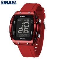 Jam Tangan Sport Digital Pria SMAEL 8108 Casing Persegi Luminous Alarm Tahan Air 3BAR Stop Watch Chronograph