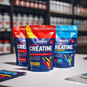 ถุงซิปพลาสติกบรรจุถุง Creatine แบบตั้งได้1กก. อาหารเสริมผงโปรตีนเวย์แบบกำหนดได้เอง - Product Image 4