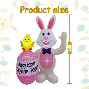 Inflable Impermeable de Conejo de 5 Pies con Huevo de Pascua y Pollito, con Luces LED, Ecológico, Decoración de Primavera para Interiores/Exteriores, Hogar y Fiestas - Product Image 2