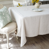 Nappe en lin lavé, élégante, style campagne française, blanche unie, avec effet froissé naturel, pour table à manger, décoration de mariage