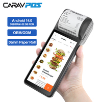 Terminal de point de vente mobile pour fabricants, système POS 6 pouces avec imprimante 58 mm, machine POS portable Android 14 pour restaurant