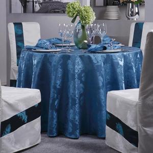Il colore personalizzato della migliore qualità accetta disegni personalizzati elegante tovaglia rotonda <span class=keywords><strong>di</strong></span> <span class=keywords><strong>lino</strong></span> damascato blu per cene formali - Product Image 1