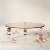 Table d'appoint en cristal Azalea, table d'appoint de luxe en cristal multicolore découpé à la main, plateau rond en verre, pour le salon, décoration de la maison