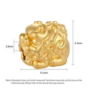 Accesorios de lujo con cuentas de oro sólido de 24 quilates 1,7G Happy Pixiu de gama alta para pulseras hallazgos y componentes de joyería Premium - Product Image 3