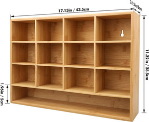 Support de ceinture mural en bambou à 16 compartiments, organisateur de cravates et nœuds papillon, boîte de rangement en bois pour hommes - Product Image 3
