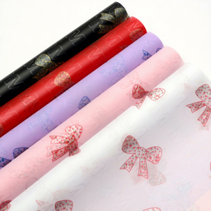 Papier d'emballage floral semi-transparent avec nœud, film OPP imperméable, fournitures pour bouquets de fleurs DIY, papier d'emballage floral pour fleuristes - Product Image 1