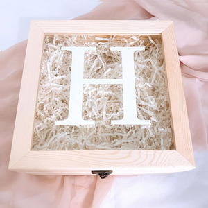 Glass Lid Custom Unfinished Package Box Wedding Invitation Box Acrylic Lid Gift Pine Package Custom Wooden Boxes
