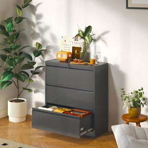 Classeur en métal de style moderne avec serrure, finition laquée noire horizontale large pour atelier scolaire et hôpital - Product Image 4
