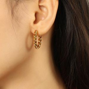 Pendientes de aro de alambre trenzado chapados en oro de 18 quilates, joyería de fiesta de aleación de zinc EH845 - Product Image 4