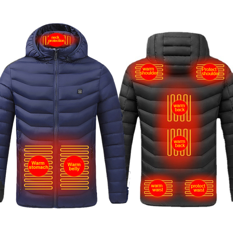 フード付きヒーティングダウンジャケットボディウォーマージャケットスマート暖房服Selt Winter Men Outdoor Heated Jacket