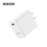 Chargeur mural WISESIR 20W PD 3.0 GaN Turbo, sortie 5V/3A, protection OTP, efficacité 92%, certifié CE ROHS, port Type-C pour mobile