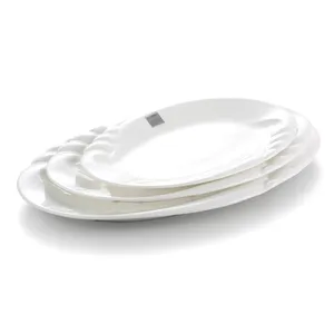 Guangzhou White Looks Like Ceramic Oval Dinner Plates Restaurant