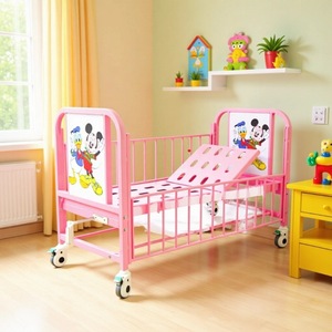 Xin Yuchen Manual Pediatric Hospital <b>Bed</b> Pink YC-D01 <b>Adjustable</b> Height With Wheels For Children And Newborns - Product Image 1