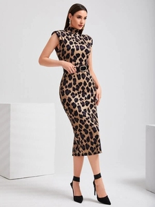 Envío Directo <span class=keywords><strong>vestido</strong></span> de verano estampado de leopardo hombrera Split otro Sexy Bodycon <span class=keywords><strong>vestido</strong></span> de mujer - Product Image 5