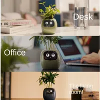 Pot de Fleurs Intelligent avec Capteur IA à Absorption Automatique et Diode Émettrice, Pot Numérique en Plastique pour Bureau, Jardinière Intelligente avec Lumière LED pour Plantes grimpantes
