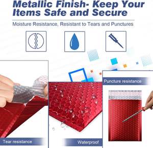 Bolsa de Correo de Burbujas Roja Mate, Resistente a Impactos y al Agua, Bolsa de Embalaje para Logística de Comercio Electrónico - Product Image 4