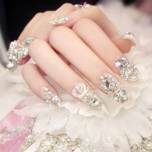24 unids/caja hermosa <span class=keywords><strong>novia</strong></span> 3D acrílico diseño Prensa en <span class=keywords><strong>uñas</strong></span> con diamantes de imitación para la <span class=keywords><strong>novia</strong></span> Punta de <span class=keywords><strong>uñas</strong></span> - Product Image 3