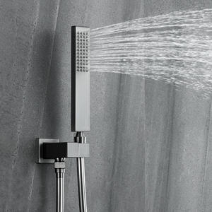 Cabezal de Ducha Empotrado Rectangular con Rociador en Cascada >7.0gpm, Válvula de Cerámica, Aumento de Presión, Conjunto de Ducha Empotrada en Pared, Grifo de Baño - Product Image 1