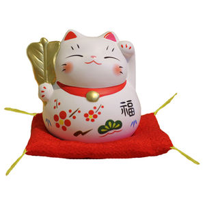 Tirelire japonaise en céramique avec chat porte-bonheur Maneki Neko - Product Image 3