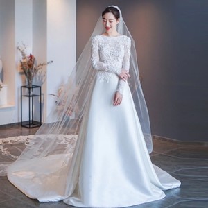 Luxe Manches Longues Personnalisé Plus Tailles Robe De Mariage Perlé Dentelle Tissu Blanc Robes De Mariée Robe De Mariée Modeste Robe De Mariée - Product Image 5