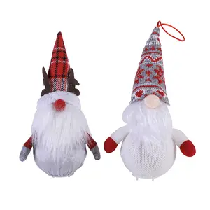 Boneka Santa Claus mainan bersinar ayah Natal Rudolf boneka pria tua tanpa wajah