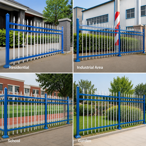 Pannello <span class=keywords><strong>per</strong></span> Recinzione a 3 Traverse <span class=keywords><strong>in</strong></span> Acciaio Zincato Opaco Premium Nero <span class=keywords><strong>per</strong></span> Villa Moderna Bianca, Balcone con Piscina Blu, Giardino Paesaggistico e Privacy - Product Image 6