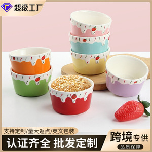 2026 Popular Online Style Ceramic Small Bowl with Underglaze Decoration, Cute Yogurt Bowl, High Temperature Resistant for - Product Image 3