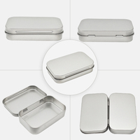 Boîte en métal rectangulaire à couvercle articulé, recyclable, pour clés USB, cartes, mini-écouteurs, emballage cadeau personnalisé