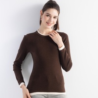 Pull en laine pour femme, deux pièces, col rond, manches longues, coupe ajustée, tricot doux, pull en maille, vêtements pour femmes