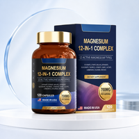 Capsules de magnésium en gros, complexe 12-en-1, supplément nutritionnel minéral pour adultes, marque privée, emballage personnalisé, stock disponible