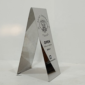 Outdoor Metal a Frame Sign Sidewalk Advertising Display Custom Mirror A-Shape Sign <b>Board</b> for Business - Product Image 5