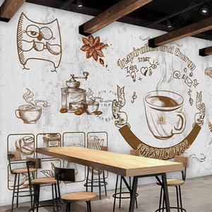 Carta da Parati Effetto Cemento Retrò Europeo per Parete di Caffetteria - Product Image 1