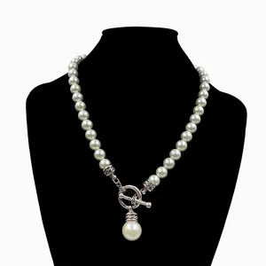 manufactured glass pearl necklace jewelry for decoration