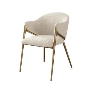 Cadeira de jantar luxuosa em aço inoxidável para restaurante, cadeira moderna em tecido de lã de cordeiro, ideal para jantar em casa, ideal para uso doméstico