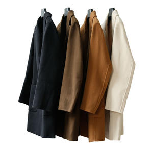 Venta caliente señoras lana Cachemira mezclada tela de doble cara puntada a mano chaqueta de longitud media - Product Image 1