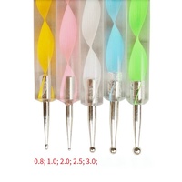 SunelPort Herramientas para Decoración de Uñas, Juego de 5 Bolígrafos de Doble Punta para Acrílico, Varillas Espirales de Plástico, Ganchos Metálicos, Pintura de Flores a Color